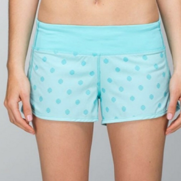 Lululemon Blue Polka Dot Running Speed Shorts - Picture 1 of 10